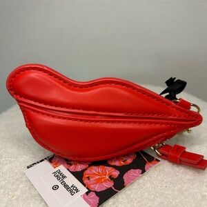 Diane Von Furstenberg Lip-Shaped Red coin pouch. NWT